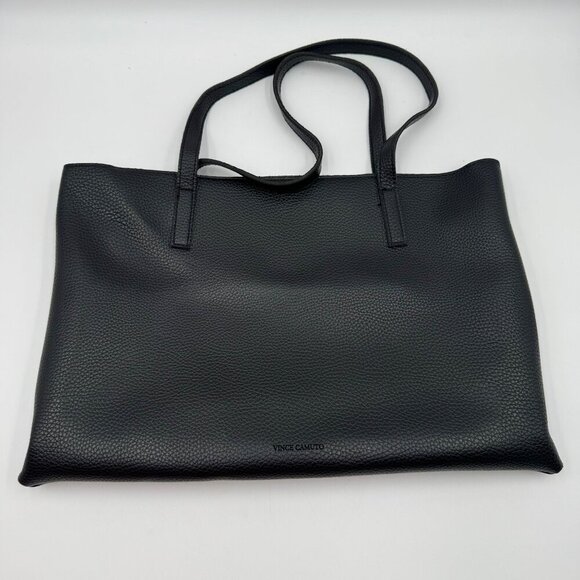 Vince Camuto Black & Gray Pebbled Leather Tote Bag With Dual Handles - Picture 2 of 7